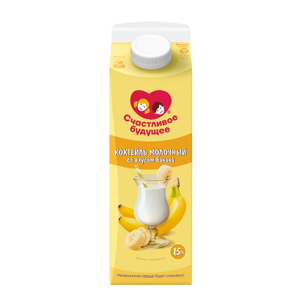 Коктейль молочный 1,5% Вятушка со вкусом банана с сахаром 0,5л БЗМЖ