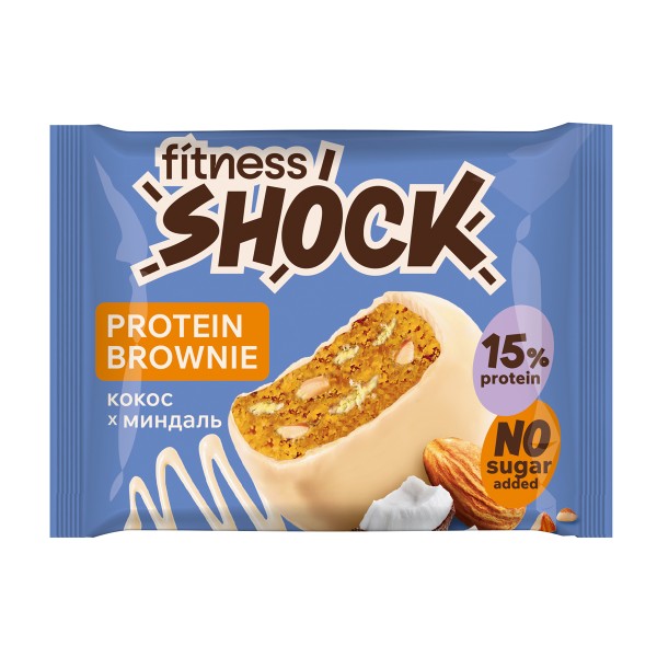 Бисквит протеиновый Брауни FitnessShock 50г миндаль-кокос