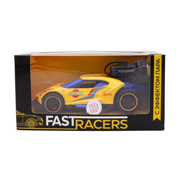 Машина гоночная свет звук с имитацией дыма желтая 1:32 Funky Toys