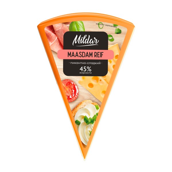 Сыр Маасдам Рейф 45% Mildar БЗМЖ