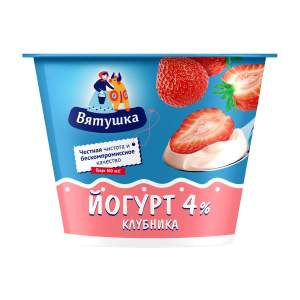 Йогурт Вятушка 4% 125г клубника БЗМЖ