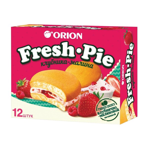 Пирожное бисквитное Fresh Pie Orion 12шт с клубнично-малиновой начинкой