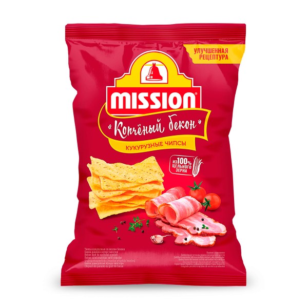 Чипсы кукурузные Mission со вкусом копченый бекон 150г