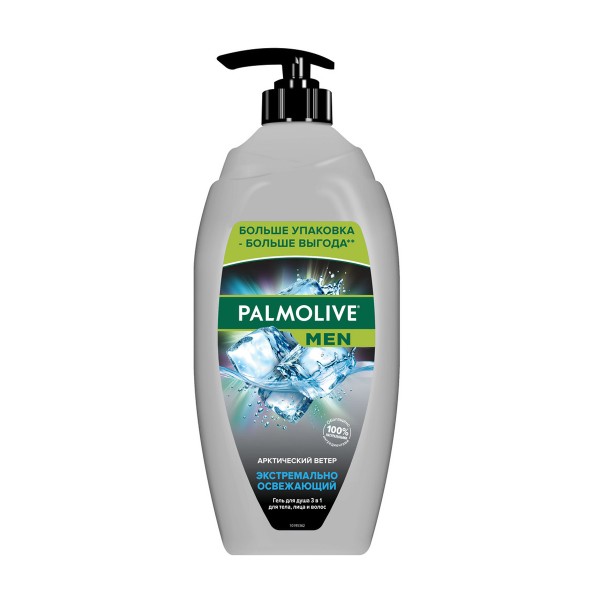 Гель для душа мужской Palmolive MEN Арктический ветер 3 в 1 для тела, лица и волос 750 мл