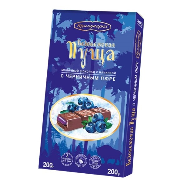 Шоколад молочный Беловежская пуща с черничным пюре Коммунарка 200г