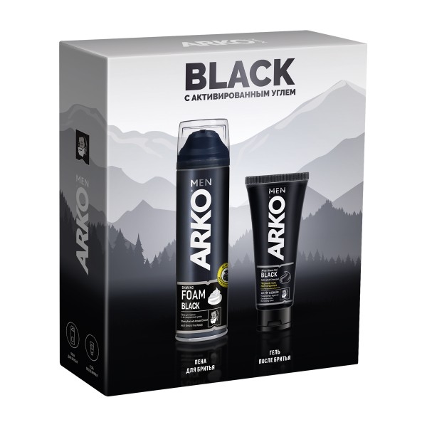 Набор подарочный Arko Black пена для бритья 200мл, гель после бритья 100мл