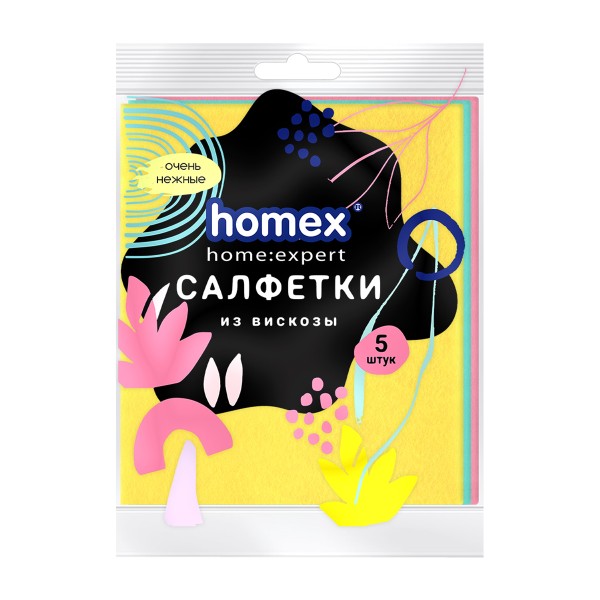 Салфетки Очень нежные вискоза 30х38см 5шт Homex
