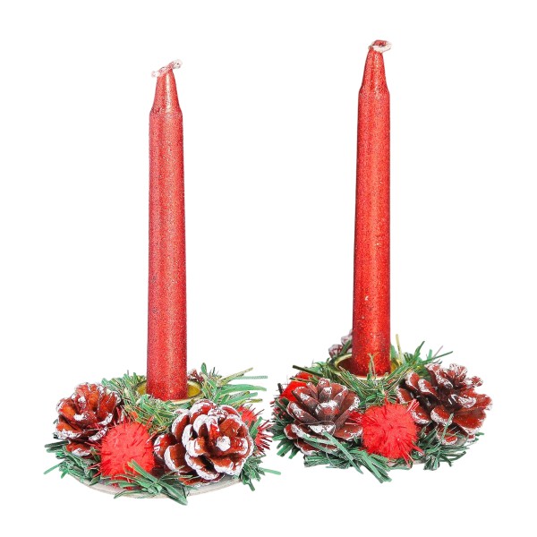 Свеча Блеск с подсвечником 3,5х11х15см 4шт Зимнее волшебство