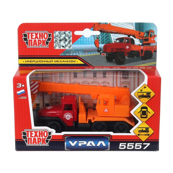Машина Урал Кран металлическая инерционная 12см Технопарк