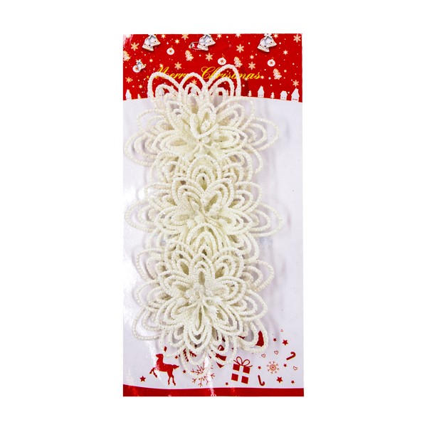 Набор украшений на клипсе Цветы белый 9см 3шт