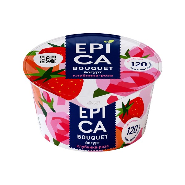 Йогурт Epica Bouquet Эрманн 4.8% 130гр БЗМЖ клубника и роза