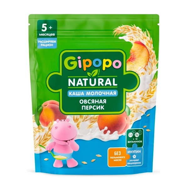 Каша сухая молочная овсяная персик Gipopo 200г БЗМЖ