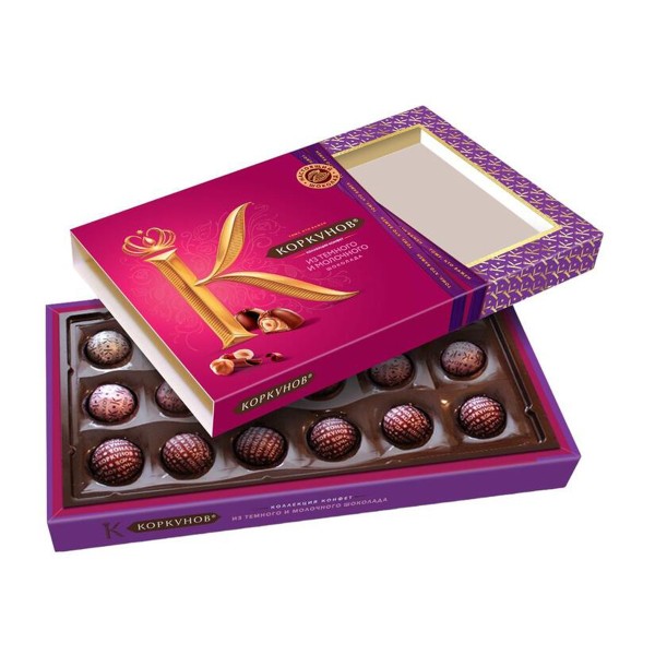Шоколадные конфеты Коркунов коллекция темный и молочный шоколад 165г