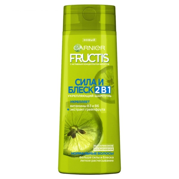 Шампунь Fructis 2 в 1 400мл укрепляющий для нормальных волос