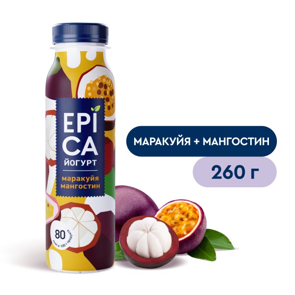 Йогурт питьевой Epica с маракуйей и мангостином 2,5% 260г БЗМЖ