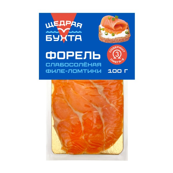 Форель филе-ломтики слабой соли Щедрая бухта 100г