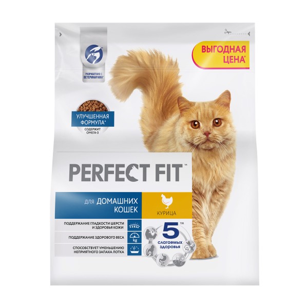 Корм для домашних кошек Perfect Fit 1,2кг с курицей