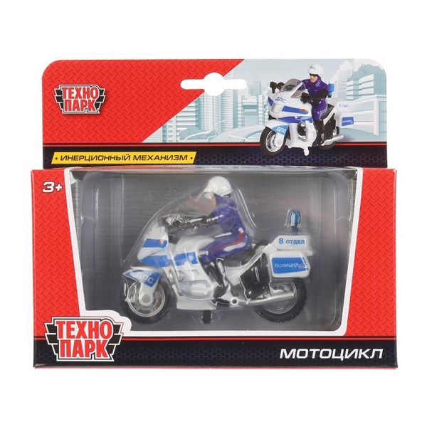 Мотоцикл ДПС с полицейским металлическая Технопарк