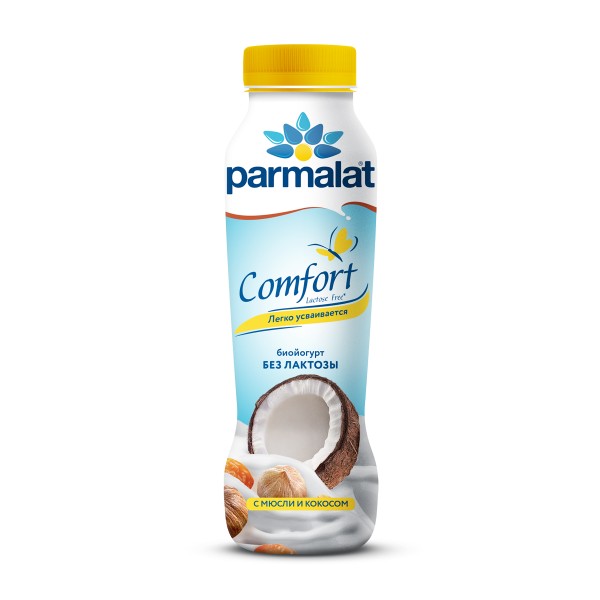 Биойогурт Parmalat Comfort питьевой безлактозный мюсли-кокос 1,5% 290г БЗМЖ