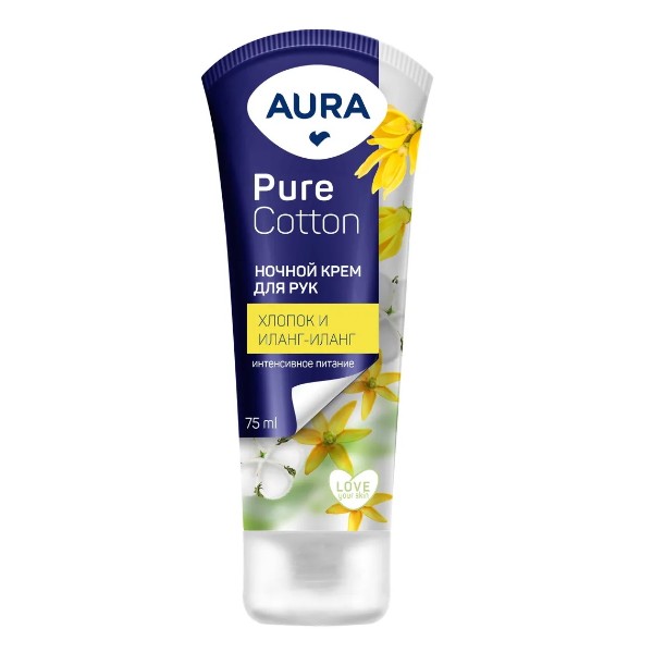 Крем для рук Aura Pure Cotton Хлопок и иланг-иланг ночной 75мл