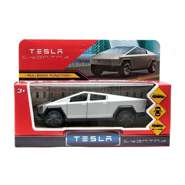 Машина Tesla Cybertruck металлическая инерционная серебристая 13,7см Технопарк