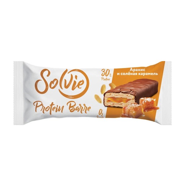 Батончик Protein Barre в глазури без сахара Solvie 50г арахис и соленая карамель