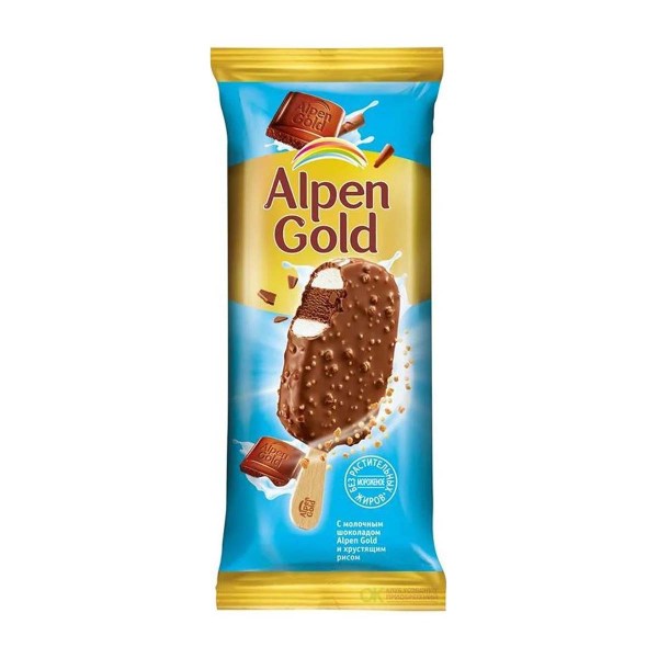 Мороженое эскимо Alpen Gold сливочное 58г БЗМЖ Фронери Рус
