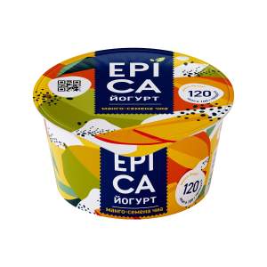 Йогурт Epica 5% 130г манго-семена чиа БЗМЖ