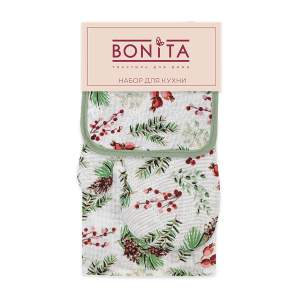 Набор кухонный полотенце рукавица прихватка  Bonita Новогодняя сказка