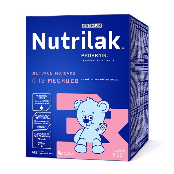 Напиток молочный сухой Детское молочко с 12ти месяцев Nutrilak Premium 3 600г БЗМЖ