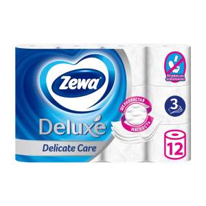 Бумага туалетная Zewa Deluxe 3 слоя 12 рулонов белая