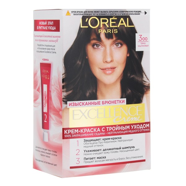 Краска для волос Loreal Excellence Creme темно-каштановый