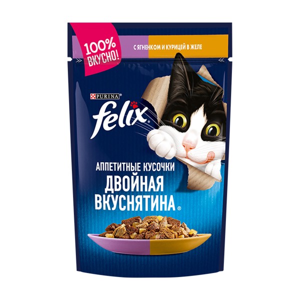 Корм для кошек Felix Двойная вкуснятина 75г ягненок и курица