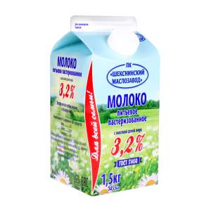 Молоко пастеризованное 3,2% Шексна 1,5кг БЗМЖ