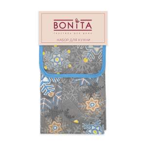 Набор кухонный полотенце рукавица прихватка Bonita Снежинки