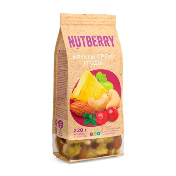 Смесь фруктово-ореховая Nutberry Орехи, фрукты, ягоды 220г