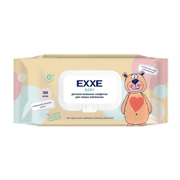 Салфетки Exxe baby серия 0+ детские влажные 100шт