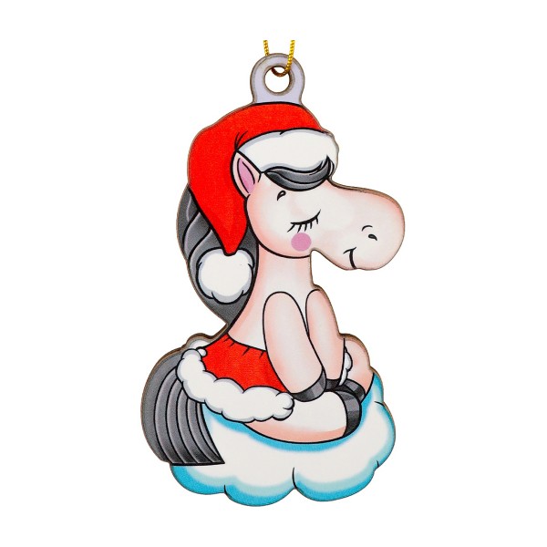 Подвеска елочная из дерева Снежная пони 9см Miland