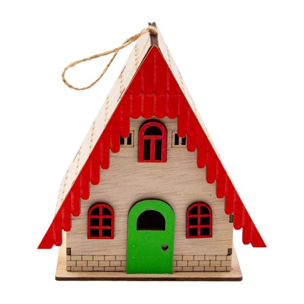 Сувенир новогодний Домик с красной крышей 14,6см