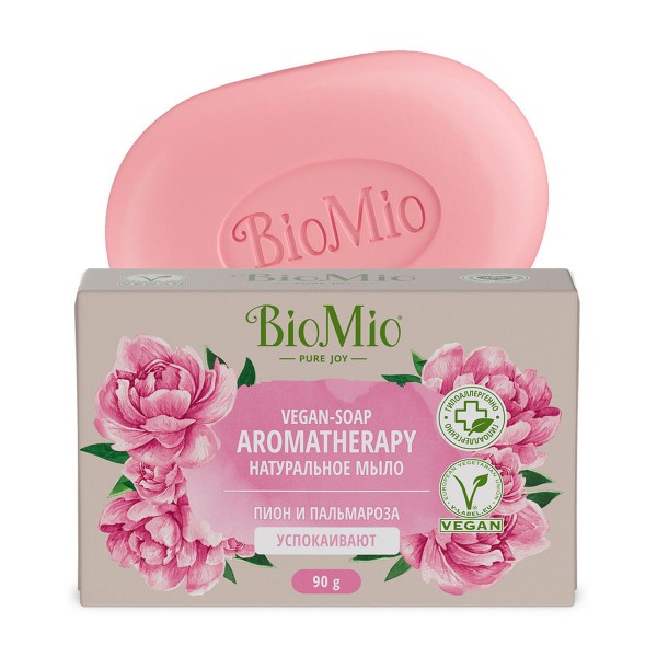 Мыло туалетное натуральное BioMio Bio-Soap 90г пион и пальмароза