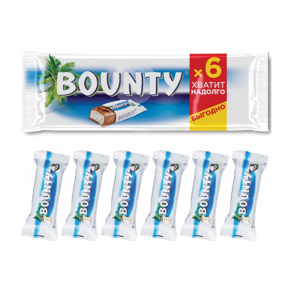 Шоколадный батончик Bounty мультиупаковка 165г