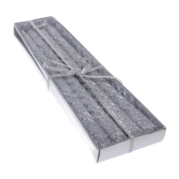 Свечи витые Звездный блеск 20см 4шт цвет серебряный