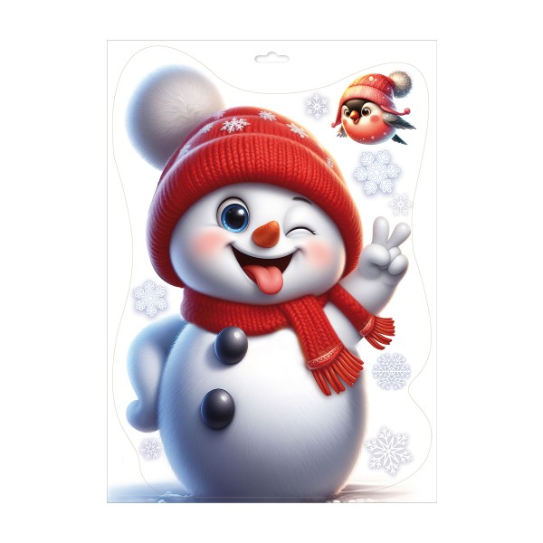Наклейка двусторонняя снеговик