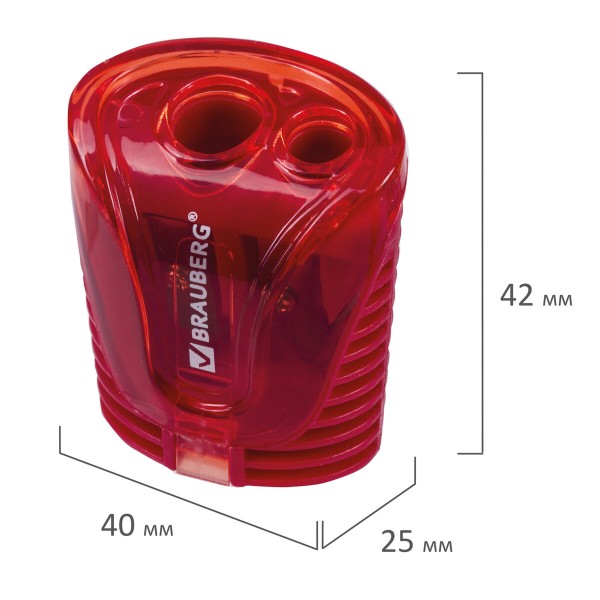 Точилка Diamond Dual 2 отверстия с контейнером Brauberg