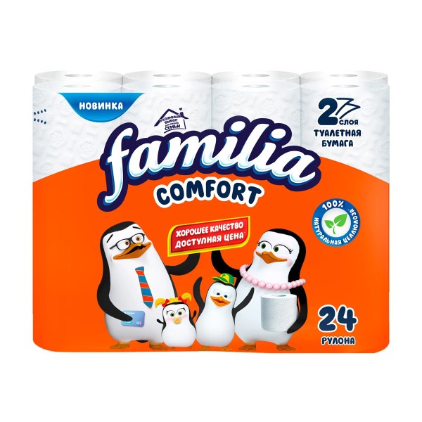Бумага туалетная Familia Comfort белая 2 слоя 24 рулона