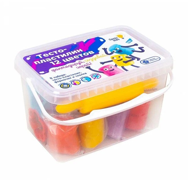 Набор для лепки Тесто-пластилин 12 цветов Genio Kids