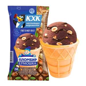 Мороженое Ермошка пломбир шоколадный с начинкой Джамока и арахисом 70г БЗМЖ