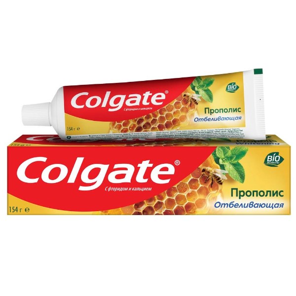Зубная паста Colgate Прополис отбеливающая с натуральными ингредиентами для бережного отбеливания зубов и сохранения здоровья десен 100 мл