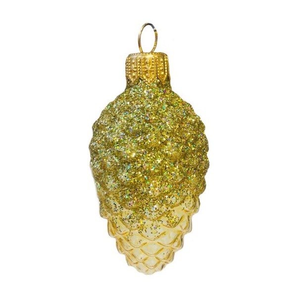 Украшение елочное Шишка в снегу золотистая 8см Коломеев