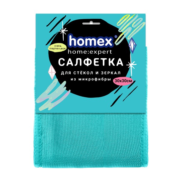 Салфетка Очень терпеливая из микрофибры для стекол и зеркал Homex